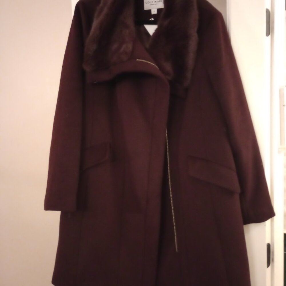 Cole Haan signature wool coat bourdeux